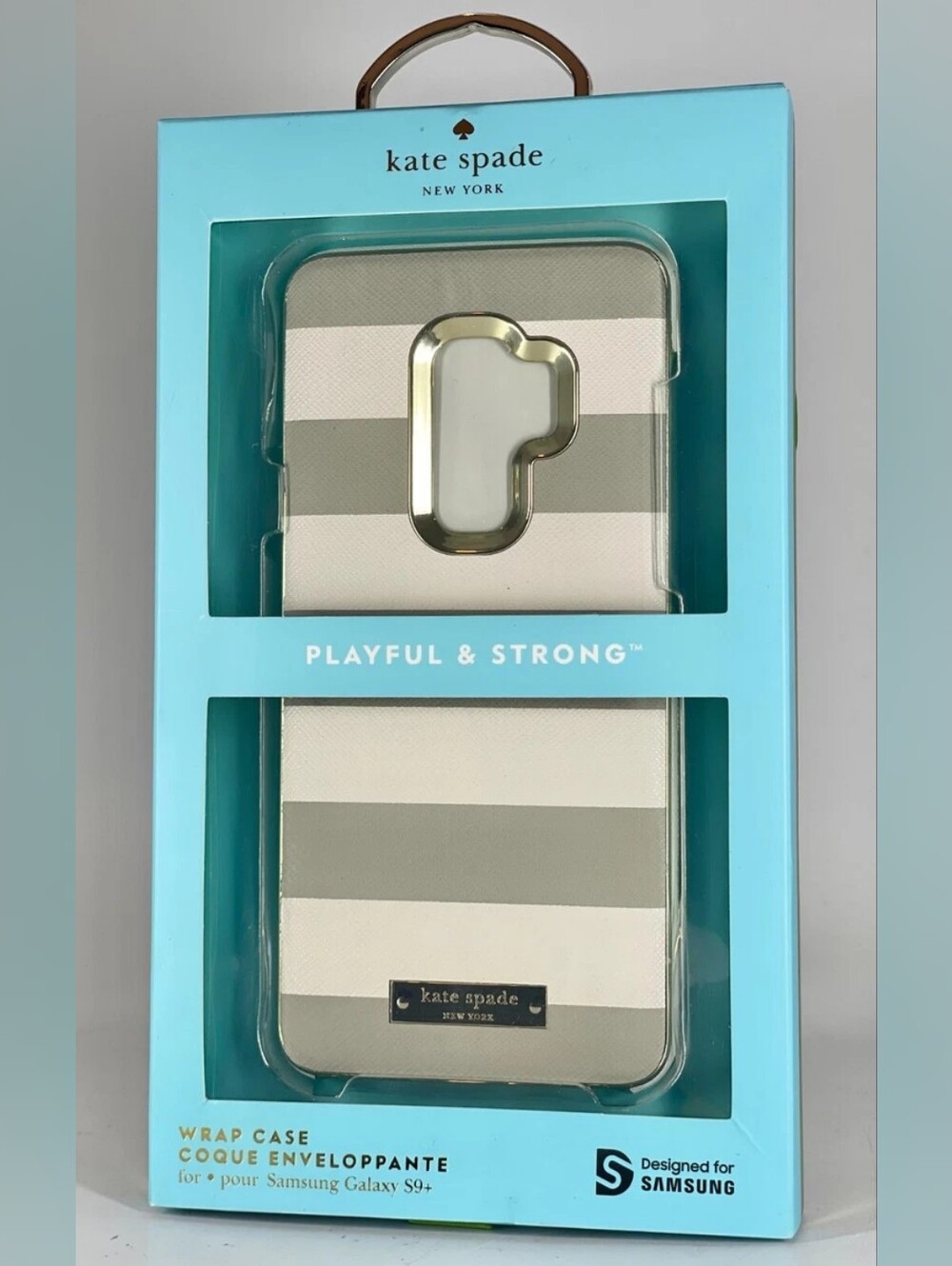 Kate Spade Gray & White Leather Wrap Phone Case NWOT